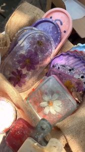 Cetakan Resin Diamond Coaster  Bentuk Bulat LIngkaran Hati Love Cetakan Tatakan Gelas Mug Wadah Alas Vas Meja Bahan Silikon Silicone Karet Lentur Elastis Anti Lengket Mudah Dilepas DIY Kerajinan Recine Epoxy