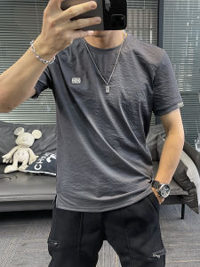 เสื้อยืดแขนสั้นผ้าไหมน้ำแข็งคอตตอนชาย แห้งเร็ว ทรงหลวม สไตล์ใหม่ ฤดูร้อน 2025 เสื้อยืดแฟชั่น