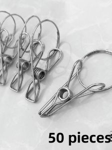 Stainless Steel 304 Windproof Clamp Buckle Fixed Drying Quilt Strong Spring Clothesline Underwear Hook Home Storage Organizer