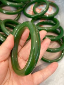 Decorative Imitation Jade Dark Green Imitation Jasper Hetian Bracelet Film and Television Performance Jade Bracelet Elegant Anniversary Gift Items