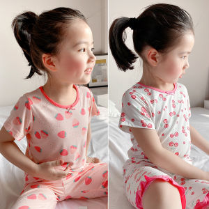 Soft Padded Childrens Sleepwear Set Modal round Neck Short Sleeve Shorts Home Clothes New Style Girls Clothing Home Comfortable