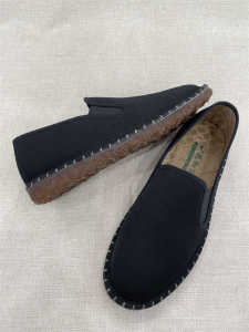 Breathable Wide Fit Mens Work Cloth Shoes Slip-On Casual Shoes Soft Bottom Cow Tendon Fashionable Spring Autumn Black Shoes