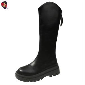 Katerina Fashion Korean Knee Autumn Zipper Boots Shoes Plain For Women #K-15