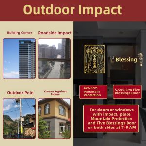 Feng Shui Door Decal Lucky Charm Household Entrance Gate Sticker Peaceful Protection Decorative Hanging Ornament Gold Color