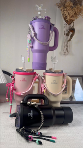 LINBAI Flask Paracord Handle with Keychain for Starbucks Tumbler Silicone Holder Stanley Strap Tumbler Accessories