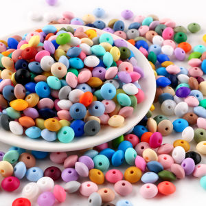 New 50pcs/lot Silicone Lentil Silicone Beads 12mm Jewelry Making Lentil Beads DIY Necklace Bracelets Jewelry Accessories