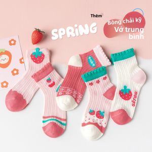 Tất MiiOW Cat People bé gái làm bằng vải cotton mỏng thoải mái