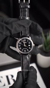 Jam Tangan Pria Casio General MTP-V002L-1B Quartz Watch Black Dial Black Leather Strap