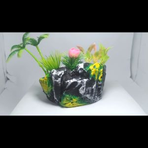 Tebing Batu Bunga Plastik Sintetis Hiasan Aquarium Dekorasi Pohon Daun Tanaman Aquascape Rumput Pohon Kelapa Kembang A2