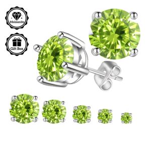 LAMVOICE Jewelry for Women/Stud Earrings with 0.2-4 Carat Green Moissanite Hypoallergenic Earrings Christmas Gift for Women