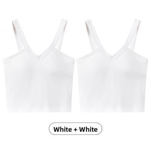 Miiow | Cat Lady V-Neck Strap Vest Women Summer 2025 New Style With Chest Pad No Bra Needed Base Shirt Sleeveless Top Fashion Elements Backless
