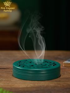 DATONGSHIJIA | Brass Phoenix & Dragon Pattern Round Incense Burner