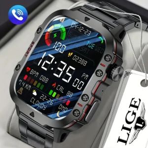 LIGE Jam Tangan Pintar Olahraga Pria Tahan Air Panggilan Bluetooth Pemantauan Kesehatan 100+ Jam Tangan Pintar Pria Olahraga + Kotak