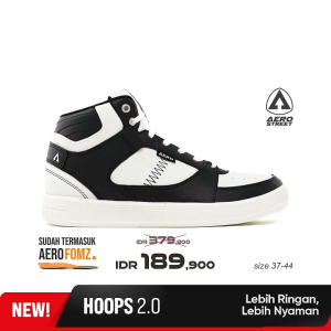 Aerostreet 37-44 Hoops High Putih Hitam Abu Muda 2.0 - Sepatu Sneakers Casual