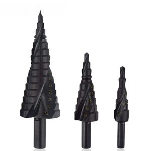 HSS cobalt step drill bit set 3 pieces 4-32mm nitrogen gas metal cone high-speed spiral steel triangular handle metal dril