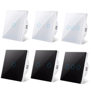 Touch Switch EU Light Sensor Switches Crystal Glass LED Button Panel Power AC100-240V 1/2/3 Gang Wall Lamp Interruttore