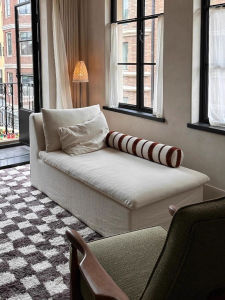 American Style Detachable Cotton Linen Artistic Chair Hotel Bedroom Bedside Nap Sofa Small Household Ancient Style Furniture