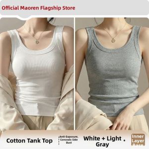 MiiOW | Strap White Cotton Tank Top for Tummy Control