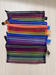 5pcs/10pcs A6 Colorful Mesh Bags with Zipper Student Stationery Ticket Cosmetic Storage Bags for Office School Organization