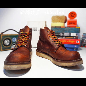 9111งานแฮนด์เมดหนังวัวเครซี่ฮอร์สชั้นแรกสไตล์อเมริกันคลิกเกอร์สไตล์เวิร์คแวร์แนวญี่ปุ่นสำหรับทั้งผู้ชายและผู้หญิงรองเท้าหนังหัวกลม8165รองเท้าบูทมาร์ติน