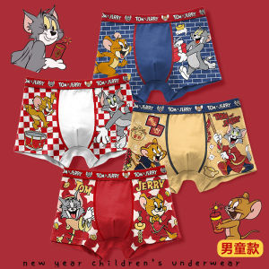 Childrens Cotton Underwear Boys Briefs Boxer Shorts Red Zodiac Snake Design Breathable Moisture Wicking Home Wear for Kids