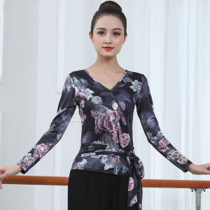 Latin Dance Clothes New Womens Adult Standard Modern Dance V-neck Dance Practice Uniform Top Square Dance Performance Costume