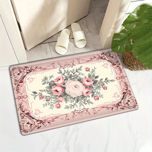 Thảm Trải Sàn Họa Tiết Hoa Vikamara Thảm Trải Sàn Mềm Mại Cho Lối Vào Phòng Tắm Thảm Chống Nước Có Thể Giặt Bằng Máy Để Trang Trí Nhà Cửa
