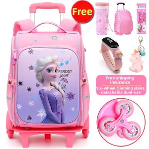 KABUYOUSI | Lightweight Waterproof Detachable Six-wheel Climb Stair Roller Backpack for Girl Students