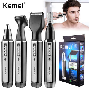 Kemei | 4 in 1 Trimmer for Men Electric Nose and Ear Trimmer Rechargeable Trimmer for Hair Beard Nose and Ear Cleaner Grooming Set