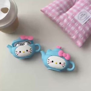 Sanrio | 3D Cute Sanrio Hello Kitty Teapot Earphone Case For Airpods 1 2 3 4 Pro 2 Wireless Bluetooth Headset Protective Soft Cover