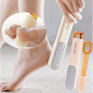 Dorisna 2-In-1 Stainless Steel Foot Exfoliator File Foot Cuticle Removal Scrubber Multifunctional Toes Gap Cleaning Brush Foot Care Pedicure