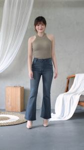 Eleora Fashion-Merry Celana Jeans Cutbray Highwaist Strech Melar-Bangkok Dan Korean Style-Import Celana Kekinian