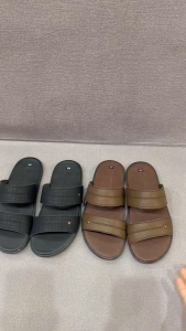 Dép da nam TRường Hải 2 quai thiết kế 2 màu nâu đen DN125