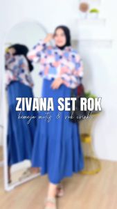 Zivana Set Rok Kombinasi Crinkle Rayon Motif