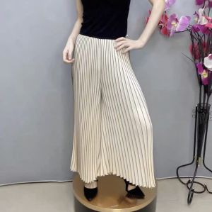 Elegant Print Elastic Pleated Spring Fashion Dress Single Button Loose Waist Seven Sleeve Commuter Style Korean round Neck