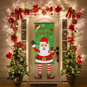 Christmas Hanging Flag Santa Claus Door Banner Christmas Decorations for Home Door Christmas Ornaments