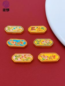 Handmade Beads Necklace Pendant Sand Gold Accessories Blue Enamel DIY Bracelet Cord Jewelry Fashionable Alloy Inlaid Decorations