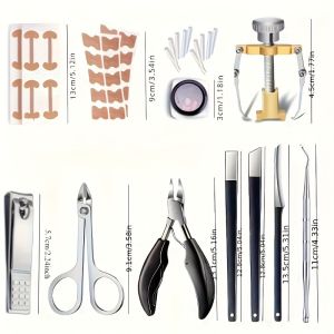 Professional Ingrown Toenail Correction Tool(102/104/107pcs) Curved Pliers Nail Separator Nail Nipper Fixer Pedicure Correctors