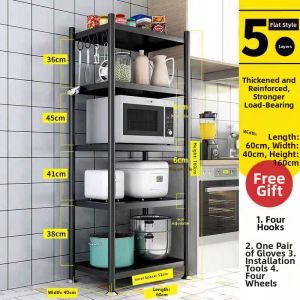 Black Lacquer Multi-level Kitchen Storage Rack Stainless Steel
