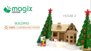 MFK07C - 17x14x14 cm - Mô hình ngôi nhà lắp ráp từ bìa carton cao cấp nhà giấy carton mini sáng tạo