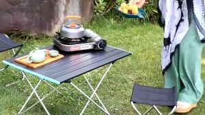 BenMax โต๊ะแคมป์ปิ้ง โต๊ะพับกลางแจ้งแบบพกพา เดินป่าตั้งแคมป์บาร์บีคิว โต๊ะพับอลูมิเนียม