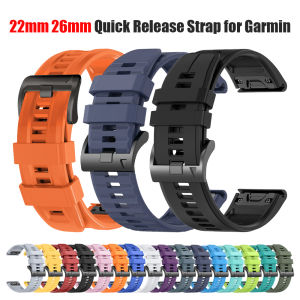 22mm 26mm QuickFit Silicone Strap for Garmin Forerunner 970 955 965/Fenix 8 E 51mm/Tactix 8 7 Band Descent Mk3i/Epix Gen 2 Bands