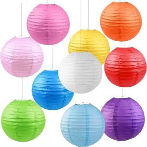 2Pcs 6inch Foldable Paper Lantern Traditional Chinese Spring Festival Hanging Lantern Ball Colorful Lampshade New Year Party Decoration