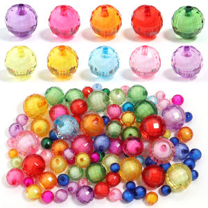 20-100pcs 8/10/12/14/16/18/20mm Double Layer Faceted Acrylic Beads Loose Spacer Beads For DIY Jewelry Making Crafts Accessories