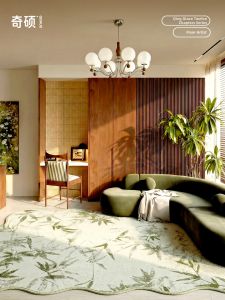 QISHUO | Green Bamboo Pattern Easy-to-clean Carpet Floor Mat