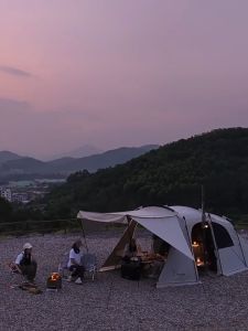 Vidalido SanStay Tunnel Tent with Optional TPU Door Outdoor Camping 1 Bedroom 2 Living Rooms Silver Poon Saan Cabin