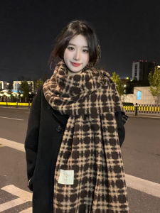 Plaid Scarf Womens Winter New 2023 High-End Korean Style Versatile Warm Large Shawl Fake Cashmere Neck Warmer Couple Matching