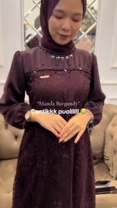 Amanda Dress Satin Viral Gamis Brukat Luxury Pesta Wanita Kekinian Trend OOTD Lebaran 2026 Termurah