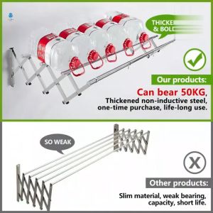 【GG】3 4 5 Bar Sampayan Foldable Stainless Steel Wall Mounted Drying Rack