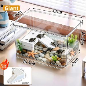 Mabalo | Turtle Terrarium Aquatic and Terrestrial Ecosystem Decoration Desktop Fish Tank Integrated Molding